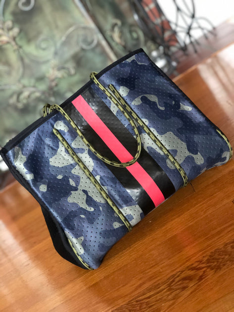 Neoprene Green Camo Orange Neon Stripe Tote – eliterepeatny