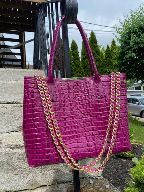 Brahmin Raspberry Croc Patent Leather Handbag – eliterepeatny