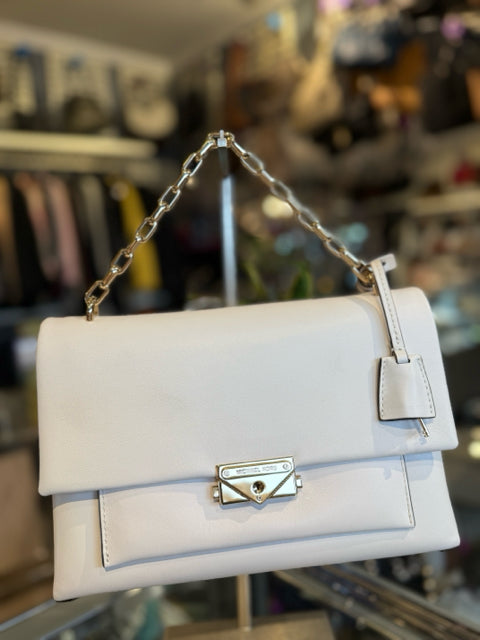 Michael Kors Hand Bag White Leather Gold Chain