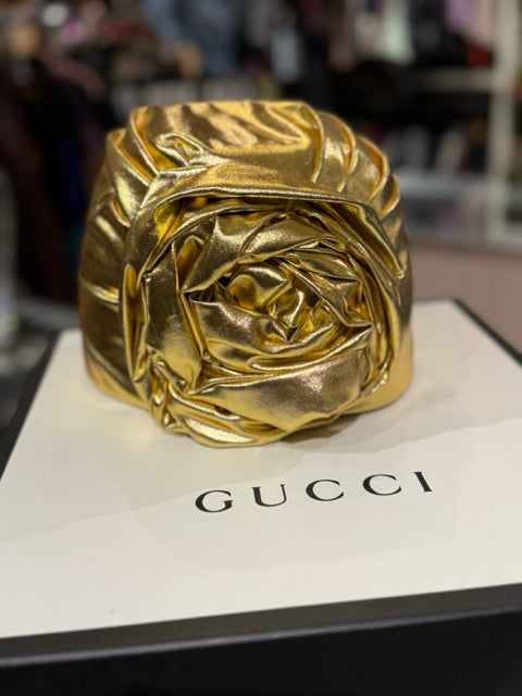 Gucci Rosette Head Wrap Gold Sz 57