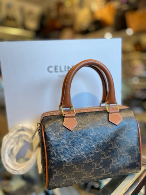 Celine Small Boston Cuir Triomphe In Triomphe Tan 2023 Full Set