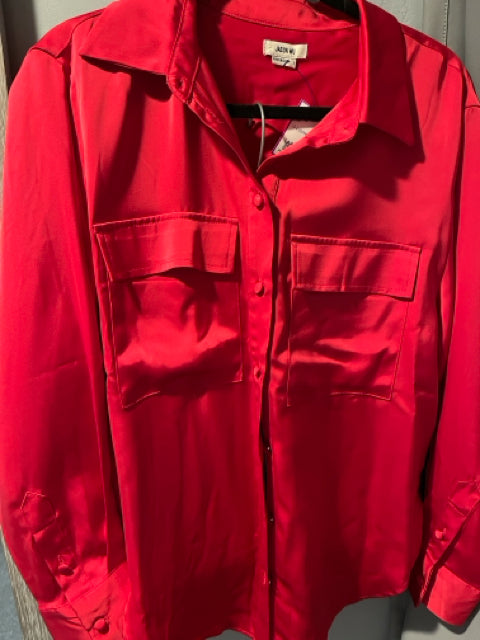 Jason Wu Red Blouse SZ L Button Down