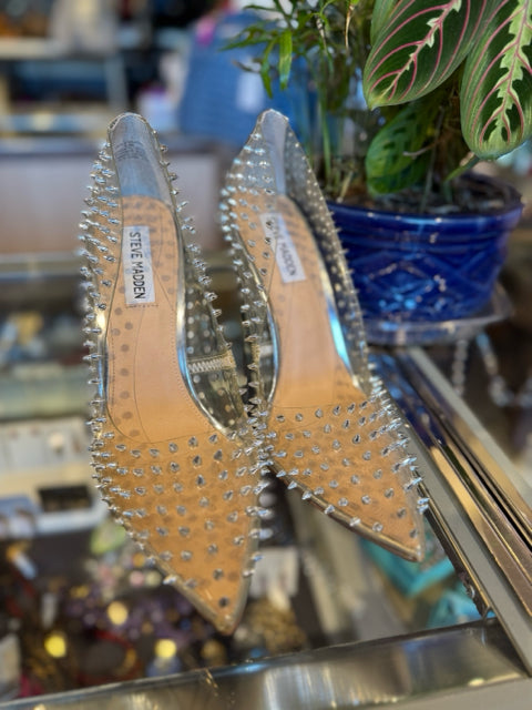 Steve Madden Pumps Sz 9.5 Clear Studded Spikes Shoes