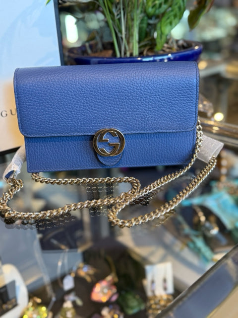 NIB Gucci Crossbody Wallet On Chain Handbag Clutch