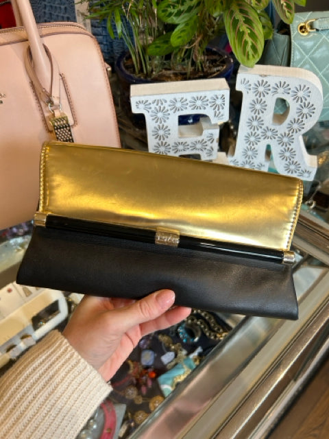 Diane Von Furstenberg Clutch Gold Black Handbag