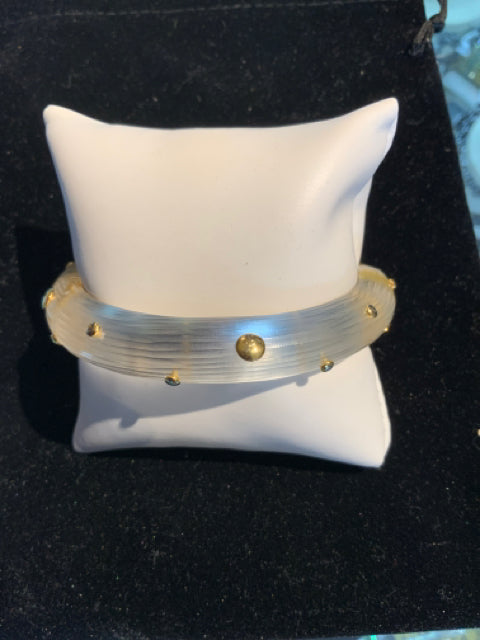 Alexis Bittar Bracelet Lucite w Gold dots Bangle