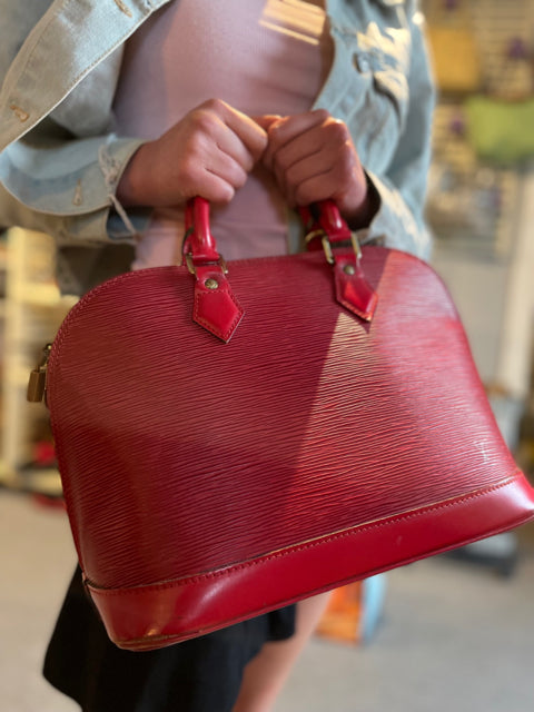 Auth Louis Vuitton Epi Alma PM 2 Way Shoulder Hand Bag Red 8E260100m